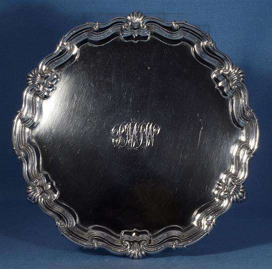 A George V silver salver, by James Dixon & Sons, Diameter 262mm, weight: 21.8oz/680grms